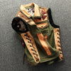 Image of Green Canvas Slim Lapel Punk Motorcycle Vest Shopping