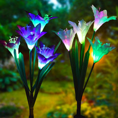 Outdoor Solar Garden Light Waterproof 7 LED Colorful Color Lawn Light Lily Fairy Lights Christmas Decoration Patio Lighting Shopping