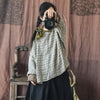 Image of Striped Yarn-dyed Linen Leisure Women's Coat Twill Stitching Wire Loose Artistic Shopping