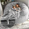 Image of Bean Bag Chair Coverit Was Only A Cover, Not A Full Bean BagChair Cushion, Big Round Soft Fluffy PV Velvet Sofa Bed Cover, Living Room Furniture, Lazy Sofa Bed Cover,5ft Snow Gray Shopping