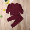 Image of Newborn Baby Boys Girls Ruffles Jumper Solid Long Sleeve Sweatshirt Tops Pants Infant Kids 2Pcs Outfits Clothes Set Fall Clothes Shopping