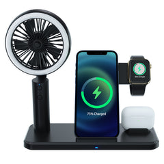 Five-in-one Wireless Charger Foldable Wireless Charger With Bracket Small Fan 15W Fast Charge Mobile Phone Watch Headset Shopping111