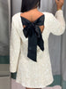 Image of Sequined Lace-up Dress Round Neck Long Sleeve Shopping