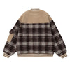 Image of Color Contrast Patchwork Plaid Lamb Wool Coat For Men Shopping