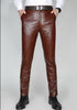 Image of Genuine Leather Men's First Layer Slim Motorcycle Pants Shopping