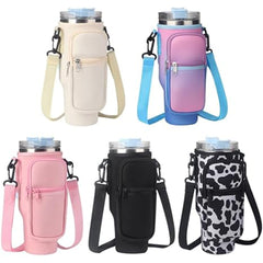 Water Bottle Carrier Bag Fit For 40oz Tumbler With Handle, Water Bottle Holder Bag With Adjustable Shoulder Strap  For Hiking Travelling Camping Shopping