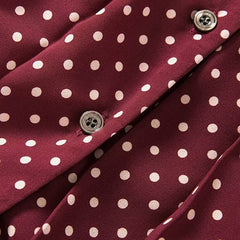 Elegant Pleated Skirt Retro Temperament Wine Red Polka Dots