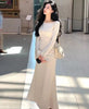 Image of Elegant Fish Tail Niche Design Long Sleeved Dress Shopping