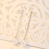 Image of Pearl Shell Pearl Stud Earrings Silver Plated Tassel Jewelry Long Earrings Shopping