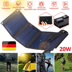 20W Foldable Solar Panel Solar Panel Power Bank Mobile Phone USB Charger Camping Hiking Shopping111