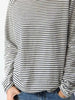 Image of Loose Round Neck Raglan Long Sleeve Striped Printed Sweater Shopping