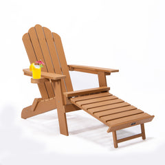 TALE Folding Adirondack Chair With Pullout Ottoman With Cup Holder, Oaversized, Poly Lumber,  For Patio Deck Garden, Backyard Furniture, Easy To Install,.Banned From Selling On Amazon Shopping