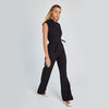 Image of Fashion Elegant Long Sleeveless Jumpsuit Summer V-neck Casual Wide Leg Long Overalls Clothing For Women Shopping