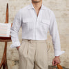 Image of Fashion Pure Linen Breathable Retro Long Sleeve Shirt Men Shopping