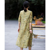 Image of New Cotton Linen High-woven Ramie Floral Dress Women's Literary And Artistic Self-cultivation Shopping