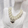 Image of Fashion Temperament Pearl Necklace Peach Heart Vintage Sweater Chain Women Shopping