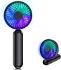 Image of Portable HandHeld Fan, Personal USB Hand Fans With RGB Color Light, 5 Speed Foldable Table Fan With Rechargeable Battery Operated For Travel Office Room Shopping