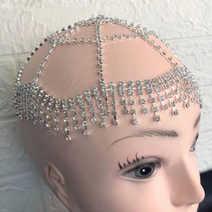 Women's Full Rhinestone Tassel Mesh Headwear