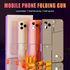 Harmless Folding Pistol Bullet Automatic Shell Throwing Toy Creative Soft  Mobile Phone Appearance Gun Outdoor Interactive Kid Gift