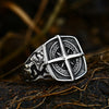 Image of Vintage Compass Titanium Steel Ring Men's Boat Anchor Ring Shopping