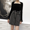 Image of New Sheepskin Suede Hot Diamond Leather Belt Skirt Shopping