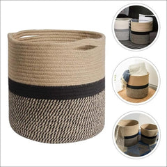 Cotton Rope Storage Basket Hamper Large Basket Wicker Laundry Baskets Laundry Woven Basket Woven Storage Basket Cotton Woven Toy Basket Desktop Picnic Basket Office