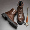 Image of Men's Autumn And Winter Genuine Leather High-top Platform Worker Trendy Boots Shopping