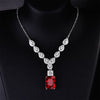 Image of New Luxury Pigeons-blood Ruby Square Diamond Necklace Shopping