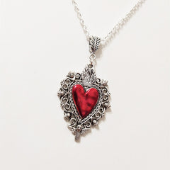 Burning Love Pendant Silver Lace Love Necklace Shopping