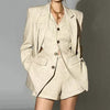 Image of Temperament Pure Color Design Sense Leisure Wide Leg Pants Three-piece Set Suit Shopping