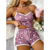 Image of Lace Heart Printing Milk Silk Ladies Home Leisure Suit Two-piece Set Shopping