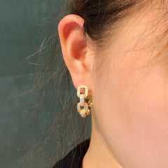 Korean Style Circle Sweet Elegant Light Luxury Cutout Earrings Shopping