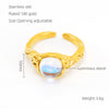 Image of Retro Titanium Steel Moonstone Ring Hip Hop Irregular Geometry Shopping