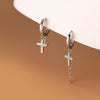 Image of Short Cross Chain Ear Clip Women's Rhinestone Earrings Shopping