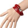 Image of Retro Leather Bracelet 3-ring Winding Leather Hand Strap Hook Wrist Strap Metal Hook Buckle Shopping