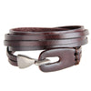 Image of Retro Leather Bracelet 3-ring Winding Leather Hand Strap Hook Wrist Strap Metal Hook Buckle Shopping