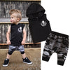 Image of 2PCS Toddler Kids Baby Boy Sleeveless Hooded Clothes T-shirt Tops Camo Pants Outfits Shopping