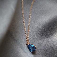 Women's Versatile French Water Drop Sapphire Necklace