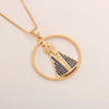 Image of Fashionable Golden Hollow Copper-plated Gold Inlaid Zircon Lace Pendant Religious Necklace Ornament Accessories Shopping