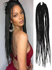 4X EZ SENEGALESE BRAID Long Crochet Braid Synthetic Hairstyle Black Burgundy Brown Ladies Box Braid Crochet Hair-16 Inch Shopping