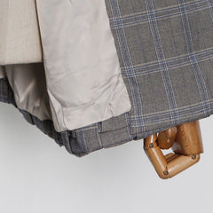 Personalized Grey Plaid Jacket With Heavy Pleating