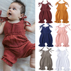 New Arrivals Newborn Toddler Baby Girls Sleeveless Solid Romper Jumpsuit Outfit Shopping