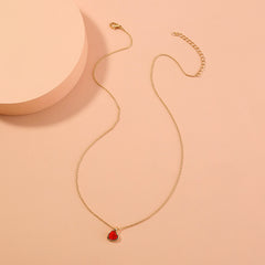 Red Heart Clavicle Chain Pendant