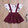 Image of Patricia Floral Set  Toddler Kids Baby Girls Floral Romper Suspender Skirt Overalls 2PCS Outfits Baby Clothing Shopping