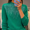 Image of Women's Pullover Sweater Half-high Collar With Diamonds Shopping