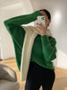 Image of Wool Cashmere High Collar Large Knitted Undercoat Sweater Girl Shopping