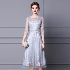 Beaded Embroidery Medium Length Formal Occasion Dress Skirt