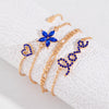 Image of 4pcs Blue Flower Love Butterfly Bracelet Set With Rhinestones Design Valentines Day Shopping