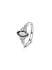 Image of S925 Silver Oval Black Agate Diamond-embedded Simple Design Women's Ring Shopping