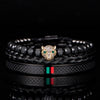 Image of Micro Inlaid Leopard Head Bracelet Set In Stainless Steel Shopping